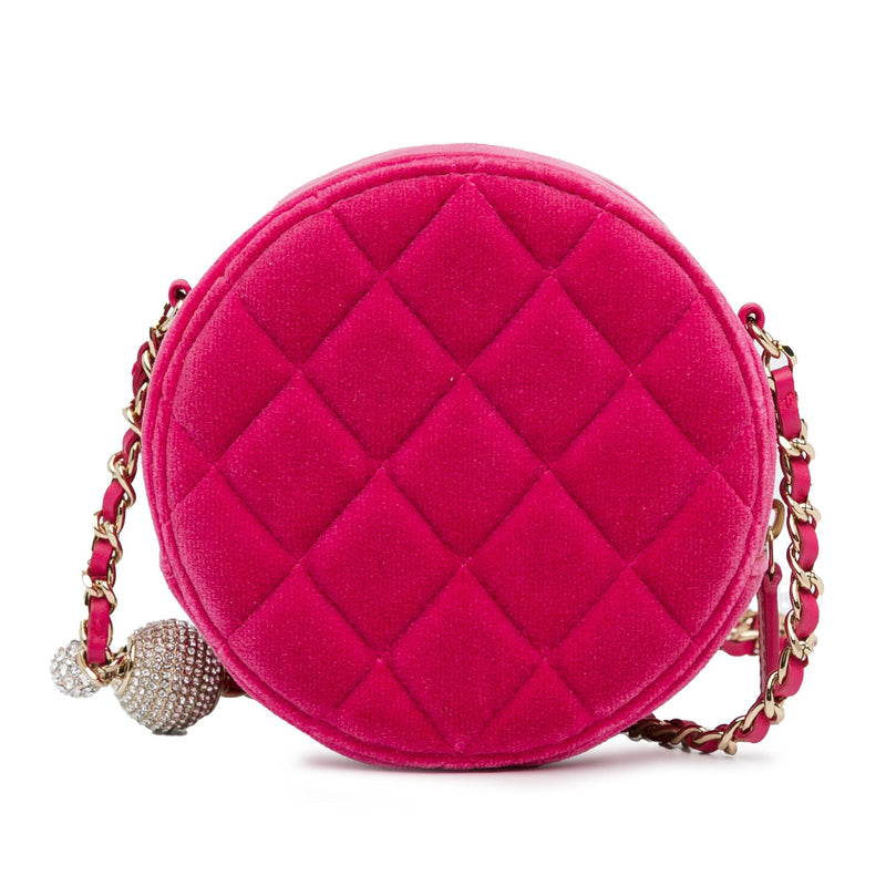 Chanel Velvet Pearl Crush Round Clutch with Chain (SHG-c4Cqfk)