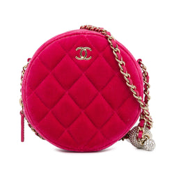 Chanel Velvet Pearl Crush Round Clutch with Chain (SHG-c4Cqfk)