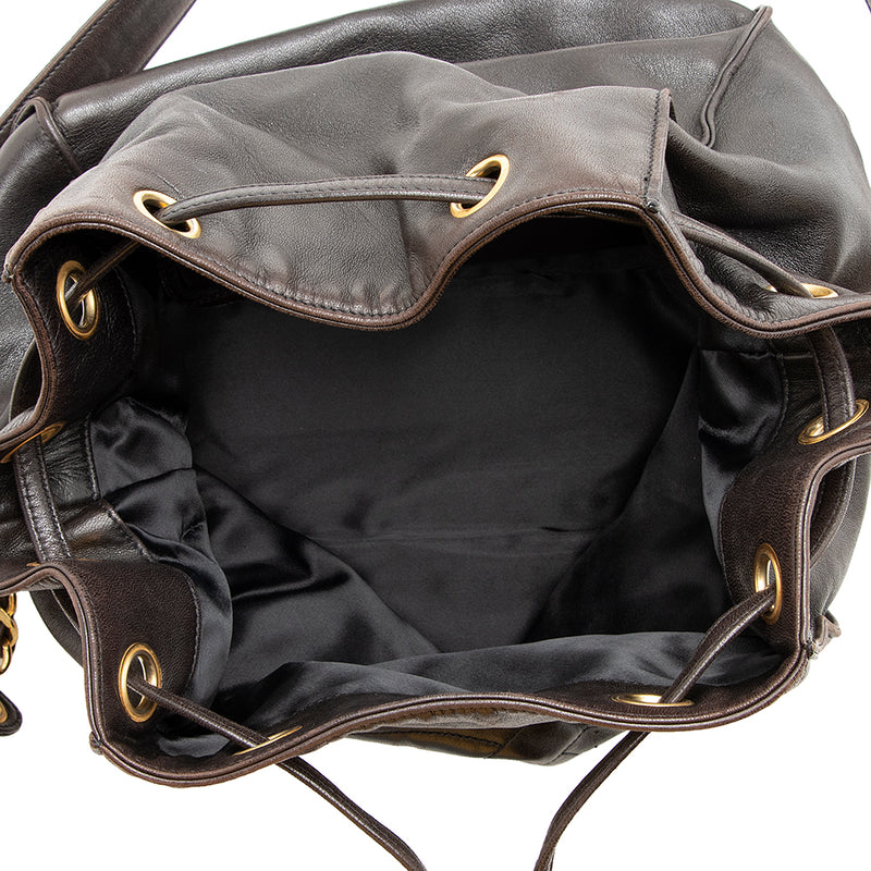 Vintage Chloe brown leather drawstring bucket hobo shoulder bag