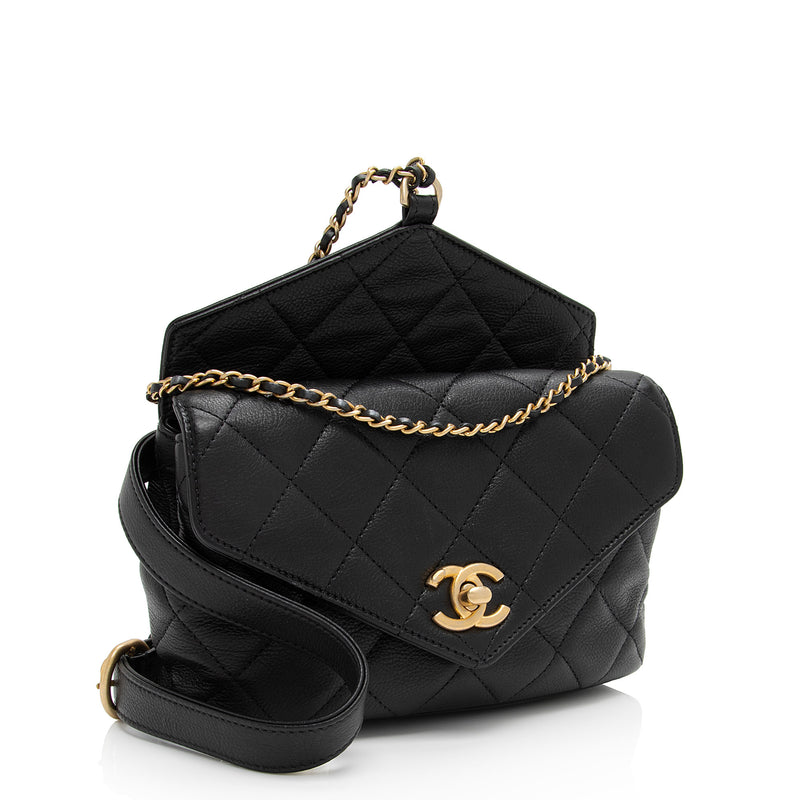 Chanel Calfskin Quilted Carry With Chic Flap Waist Bag (SHF-zM1SNQ)