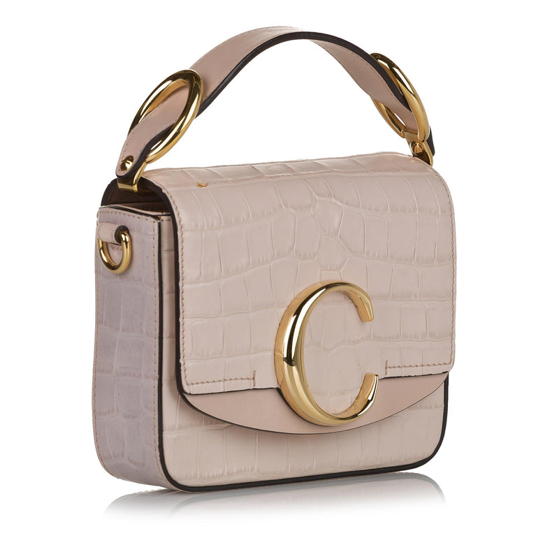 Chloe Mini C Embossed Leather Satchel (SHG-33404)