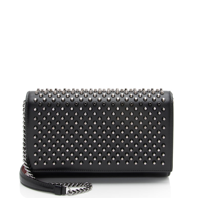 Christian Louboutin Calfskin Spiked Paloma Chain Clutch (SHF-p5jIq7)