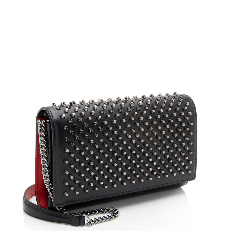 Christian Louboutin Calfskin Spiked Paloma Chain Clutch (SHF-p5jIq7)