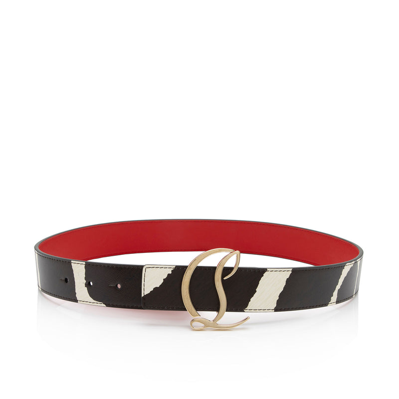 Christian Louboutin Calfskin Zebra Print CL Logo Belt - Size 30 / 75 (SHF-ozxwZw)