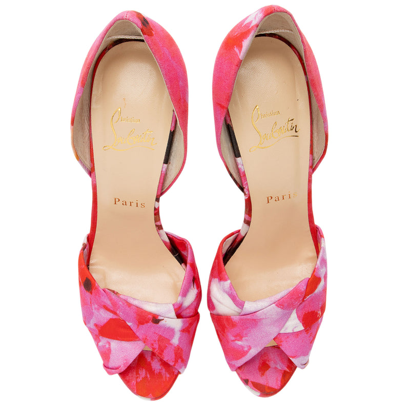 Christian Louboutin Canvas Floral d'Orsay Pumps - Size 8 / 38 (SHF-U3Vo9t)