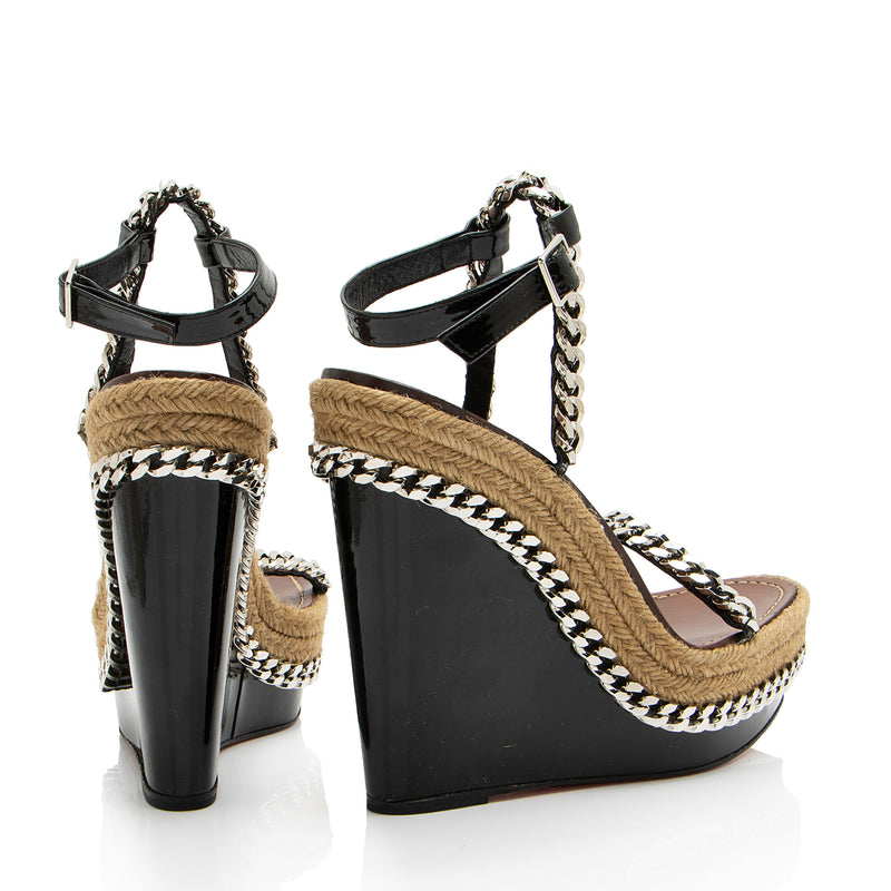 Christian Louboutin Leather Chain Macarena Espadrille Wedges - Size 10 / 40 (SHF-fbBJgq)