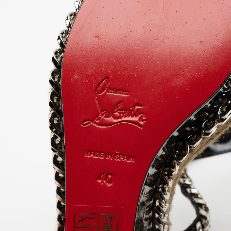 Christian Louboutin Leather Chain Macarena Espadrille Wedges - Size 10 / 40 (SHF-fbBJgq)