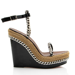 Christian Louboutin Leather Chain Macarena Espadrille Wedges - Size 10 / 40 (SHF-fbBJgq)