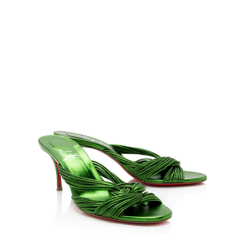 Christian Louboutin Leather Knotted Multitaski 70mm Sandals - Size 9.5 / 39.5 (SHF-Bb5t9Y)