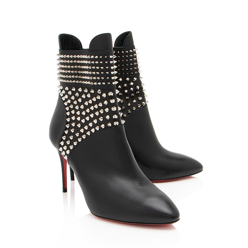 Christian Louboutin Leather Spiked Hongroise 85mm Ankle Boots - Size 9.5 / 39.5 - FINAL SALE (SHF-aXkAoW)