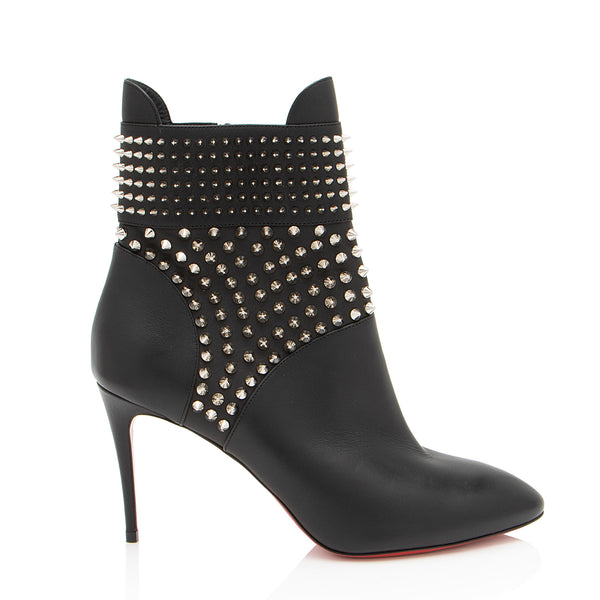 Christian Louboutin Leather Spiked Hongroise 85mm Ankle Boots - Size 9.5 / 39.5 - FINAL SALE (SHF-aXkAoW)