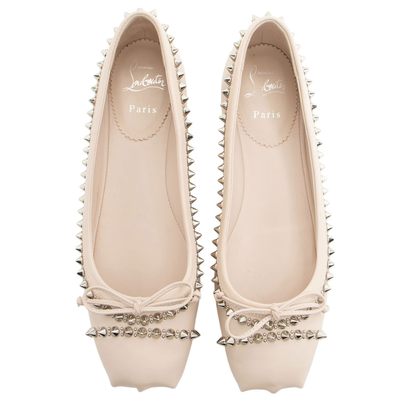 Christian Louboutin Leather Spiked Mamadrague Flats - Size 8.5 / 38.5 (SHF-b9SJ6a)