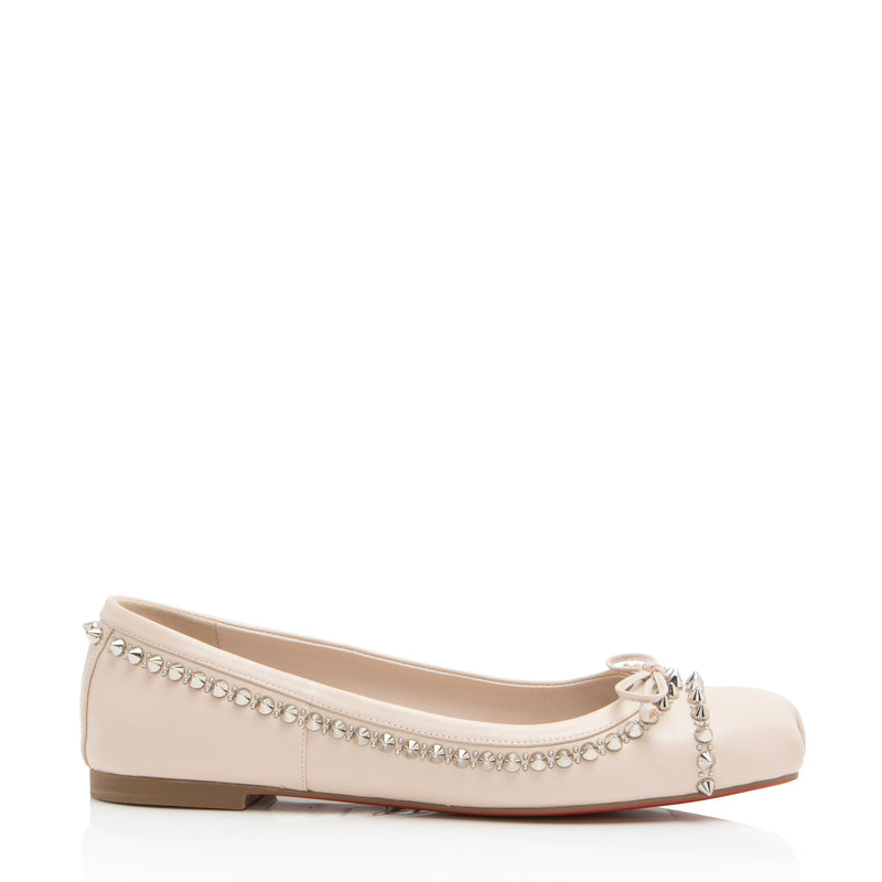 Christian Louboutin Leather Spiked Mamadrague Flats - Size 8.5 / 38.5 (SHF-b9SJ6a)