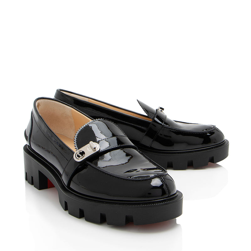 Christian Louboutin Patent Leather Lock Woody Loafers - Size 6 / 36 (SHF-uHAwSe)