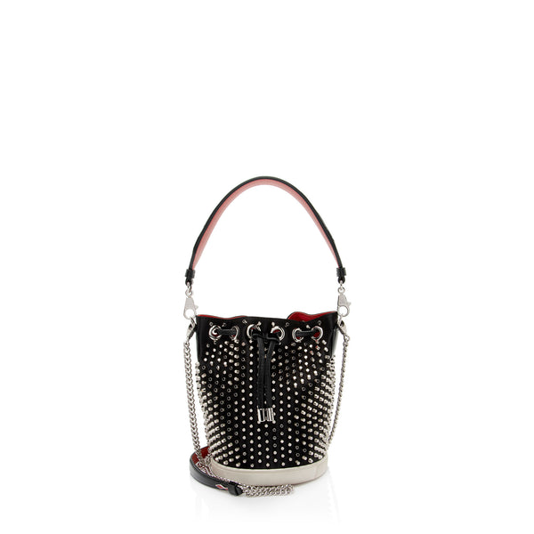 Christian Louboutin Leather Spiked Marie Jane Bucket Bag (SHF-s6pi1n)