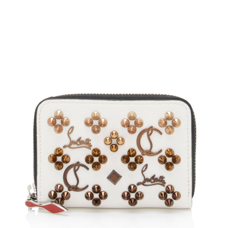 Christian Louboutin Leather Spiked Louboutinsky Panettone Compact Wallet (SHF-uQk0pE)