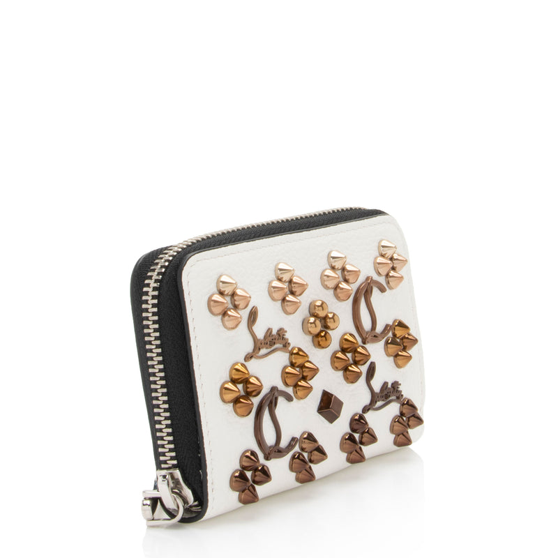 Christian Louboutin Leather Spiked Louboutinsky Panettone Compact Wallet (SHF-uQk0pE)