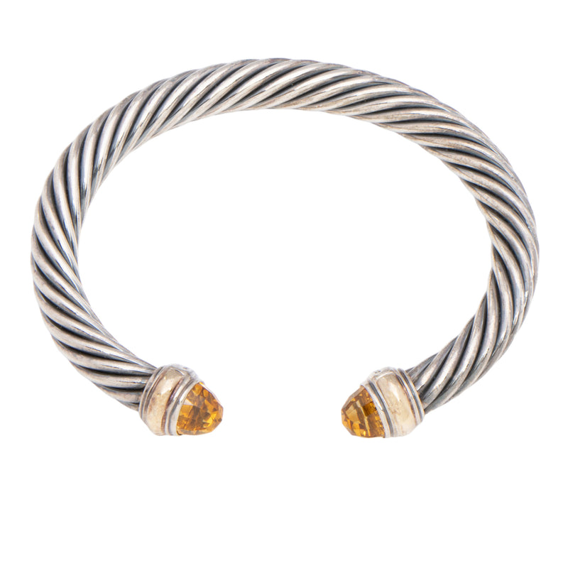 David Yurman Sterling Silver 14k Gold Citrine Classics 7mm Cuff (SHF-dYR4lD)