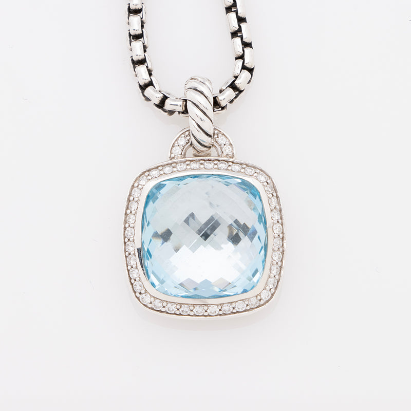 David Yurman Sterling Silver Pave Diamond 14mm Blue Topaz Albion Penda –  Mine & Yours