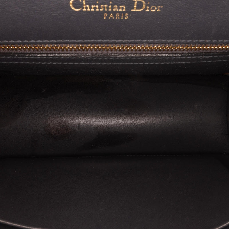 Christian Dior Black Pebbled Embellished Leather Diorama Club Crossbody Bag