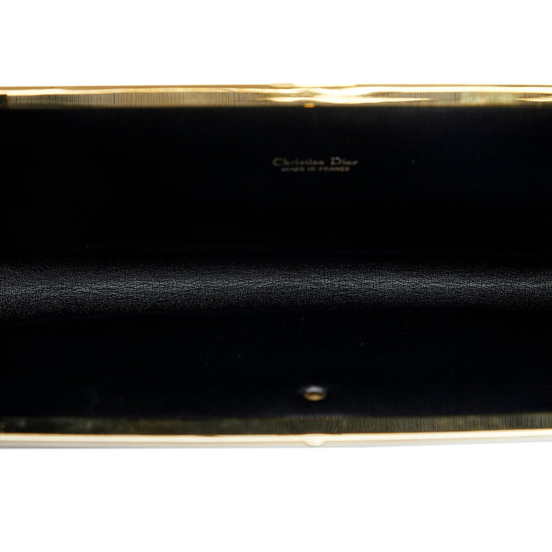 Vintage Christian Dior black calfskin leather large clutch