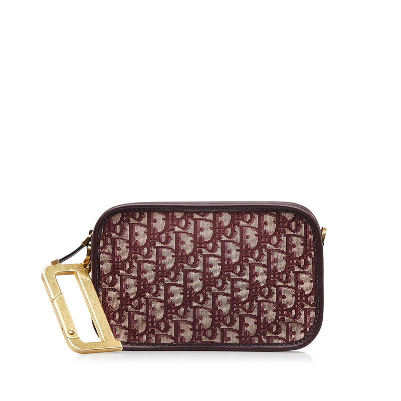 CHRISTIAN DIOR Diorquake Oblique Monogram Burgundy Red Clutch Bag