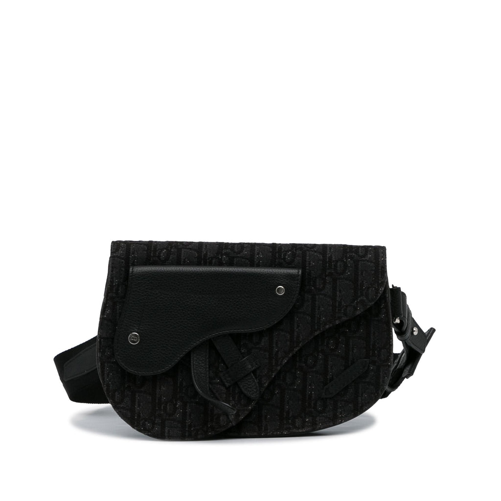 Dior Saddle Messenger Bag Large Oblique Jacquard Black for Men