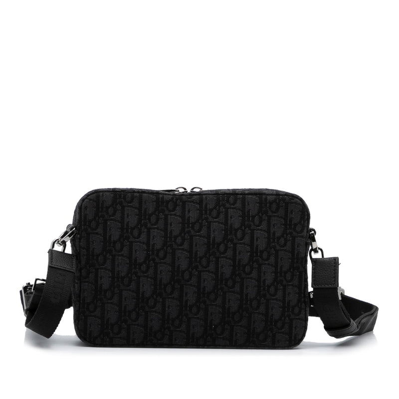 Safari Bag with Strap Black Dior Oblique Jacquard