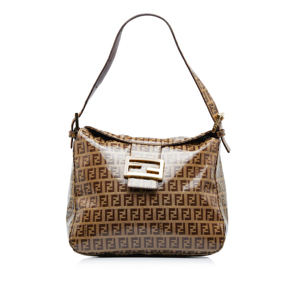 Fendi Zucchino Double Flap Baguette Shoulder Bag