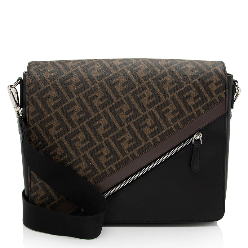 Fendi FF Coated Canvas Leather 1974 Diagonal Messenger (SHF-TIkzeY)