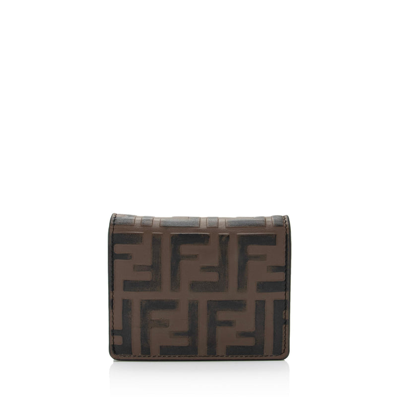 Fendi FF Leather Money Clip Card Holder