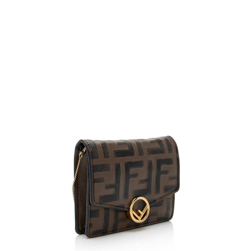 Fendi F is Fendi Black Leather Mini Chain Wallet Bag 8M0408