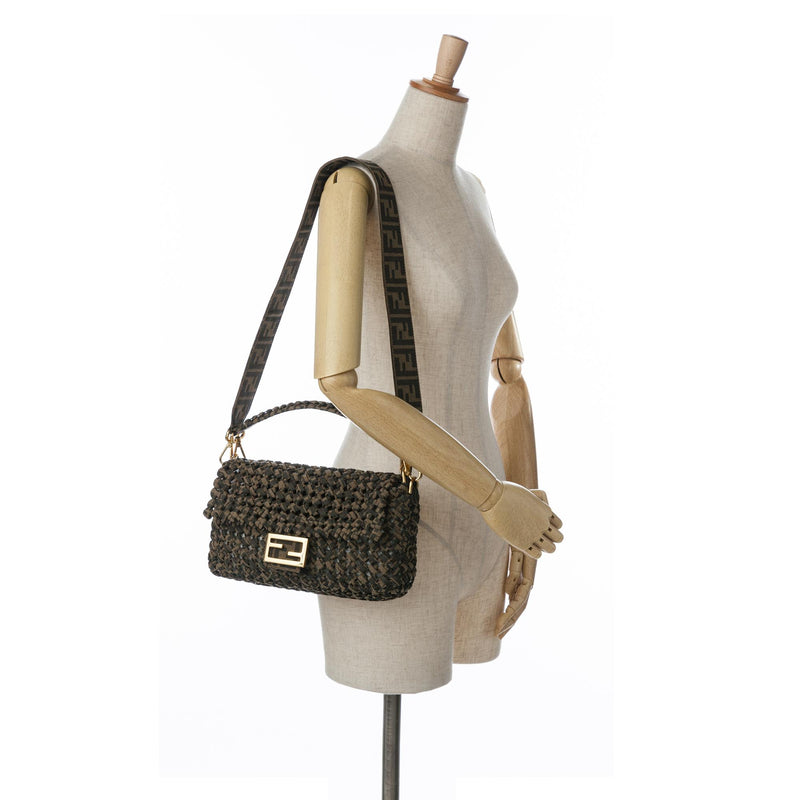 Fendi Interlaced Canvas Zucca Baguette Satchel (SHG-cgXLR3)