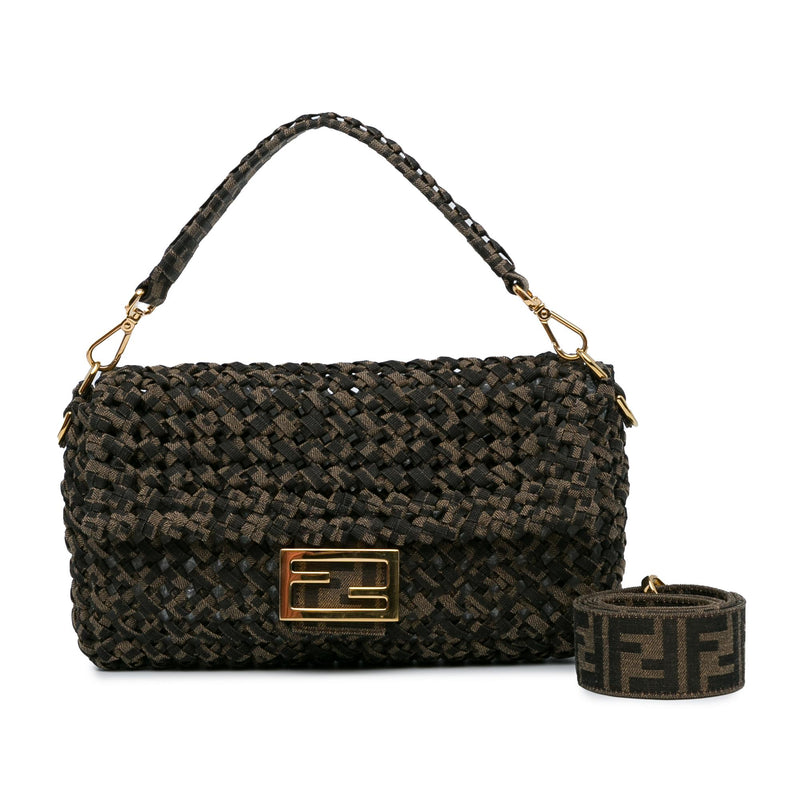 Fendi Interlaced Canvas Zucca Baguette Satchel (SHG-cgXLR3)