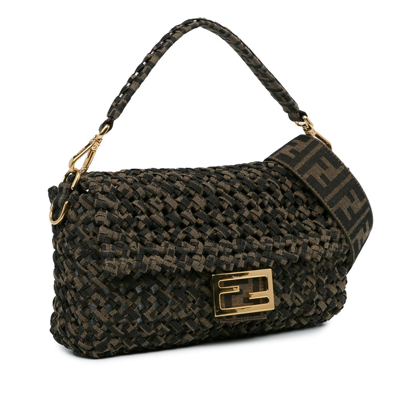 Fendi Interlaced Canvas Zucca Baguette Satchel (SHG-cgXLR3)