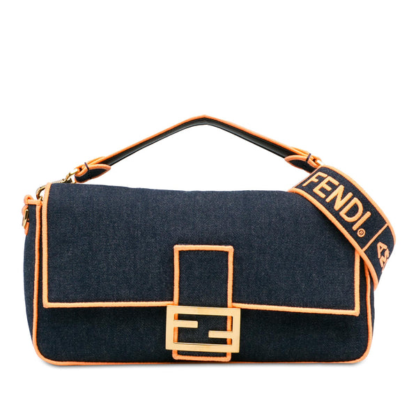 Fendi Large Denim Baguette Satchel (SHG-Fm5Rer)