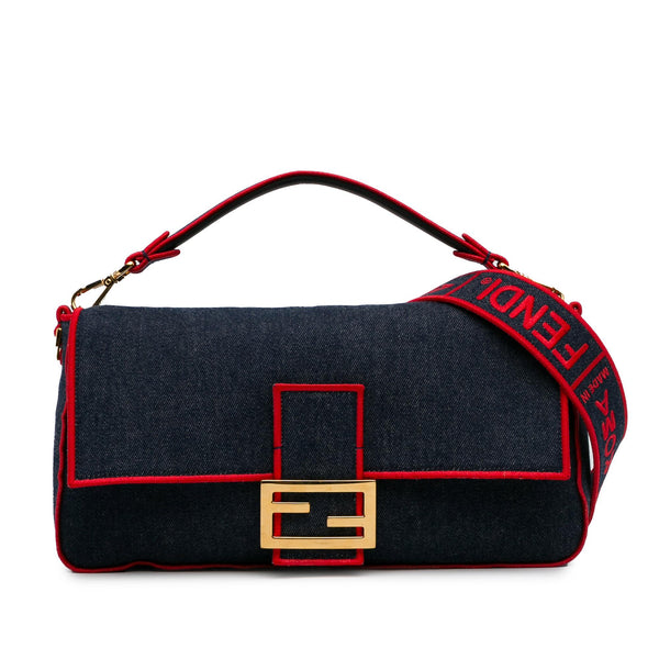 Fendi Large Denim Baguette Satchel (SHG-oOuzqA)