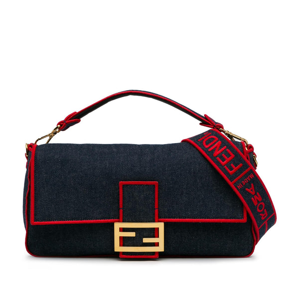 Fendi Large Denim Baguette Satchel (SHG-0IShmW)