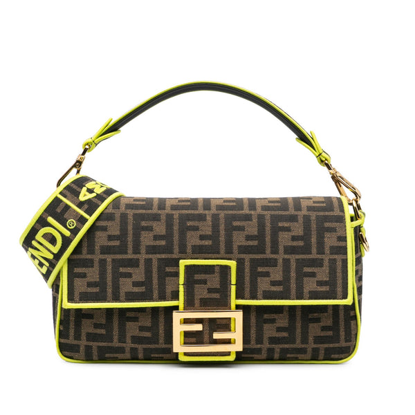 Fendi Large Zucca Fluo Trim Baguette Satchel (SHG-jbo1Oy)