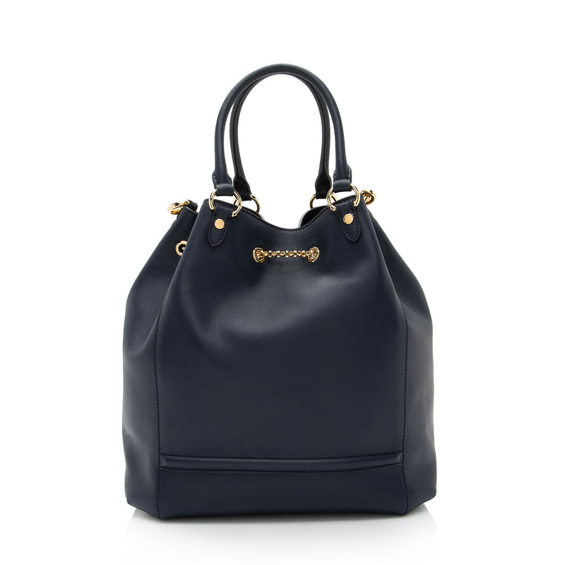 Fendi Leather Karligraphy Chain Bucket Bag (SHF-9MnXHw)