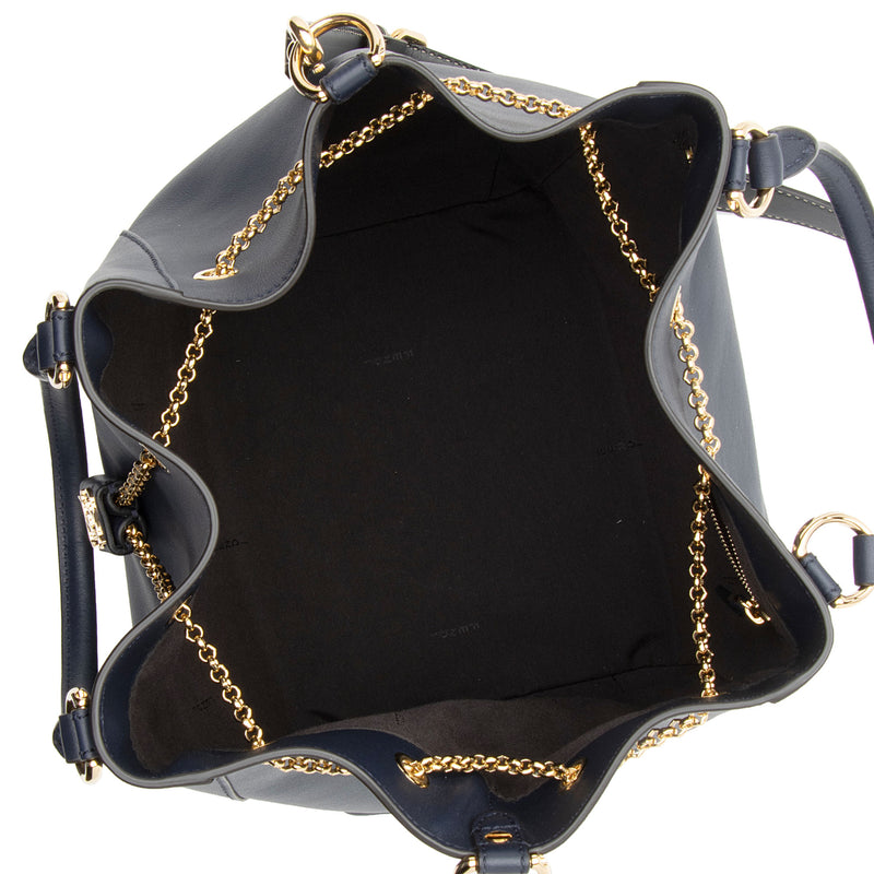 Fendi Leather Karligraphy Chain Bucket Bag (SHF-9MnXHw)