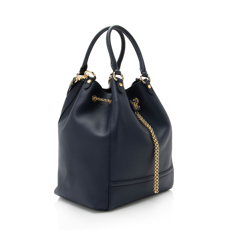 Fendi Leather Karligraphy Chain Bucket Bag (SHF-9MnXHw)