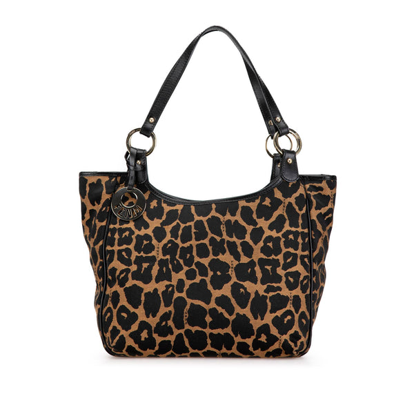 Fendi Leopard Print Canvas Shoulder Bag (SHG-mAVci8)