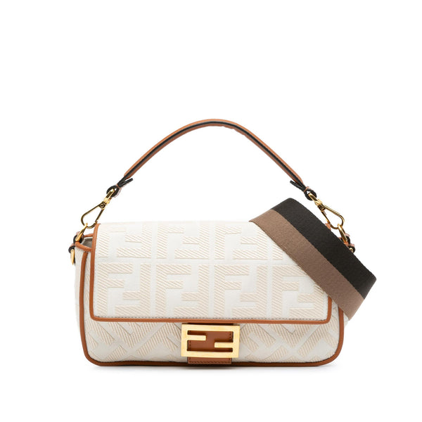 Fendi Medium Embroidered Canvas Baguette (SHG-CvqCrh)