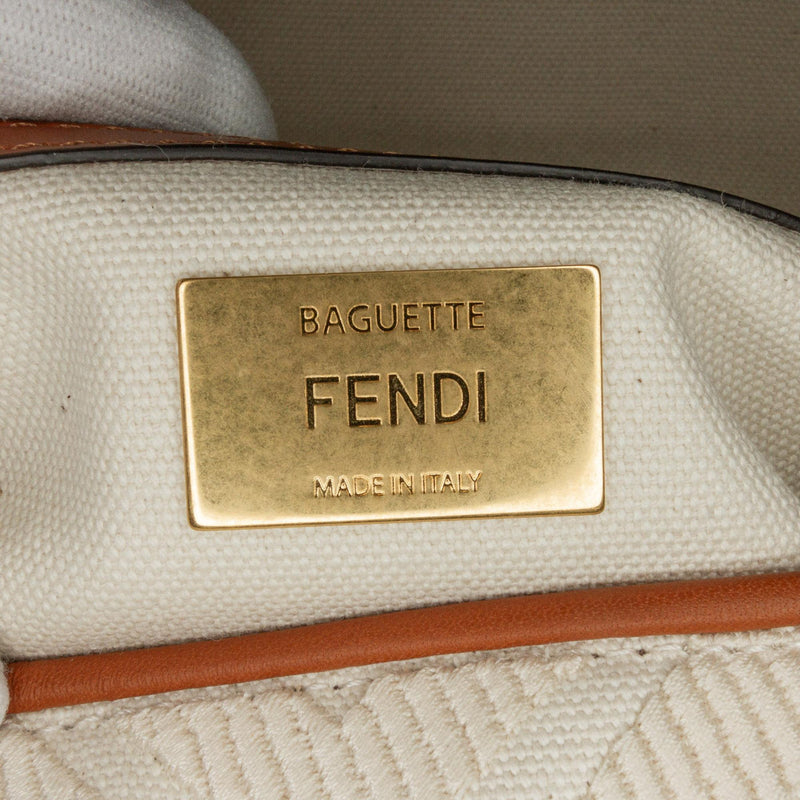 Fendi Medium Embroidered Canvas Baguette (SHG-CvqCrh)