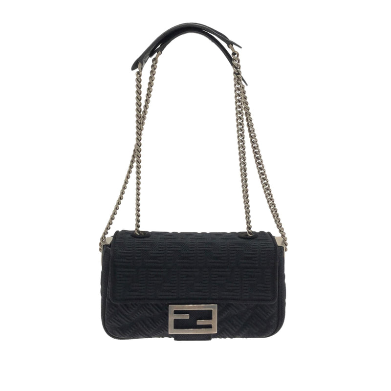 FENDI: Baguette Chain Midi bag in leather with embossed FF