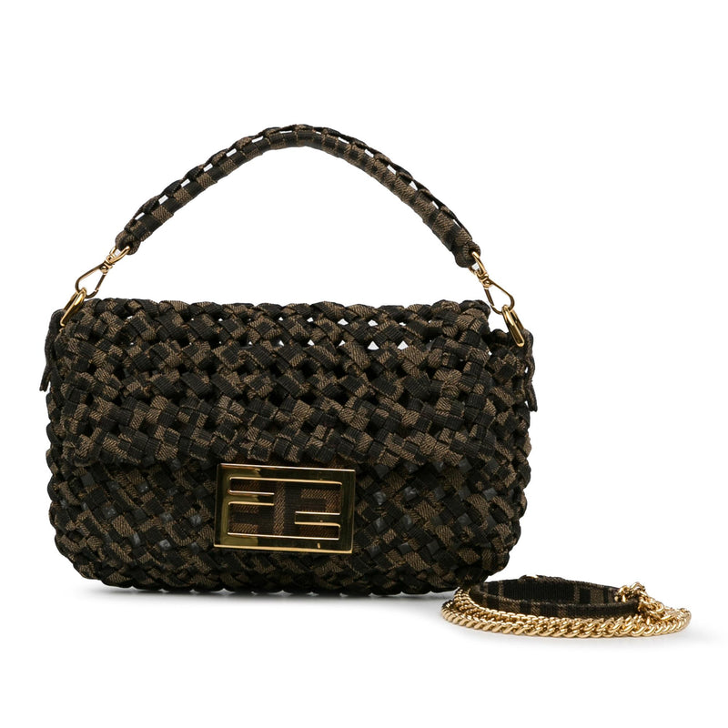 Fendi Mini Interlaced Canvas Zucca Baguette Satchel (SHG-xF9TgC)