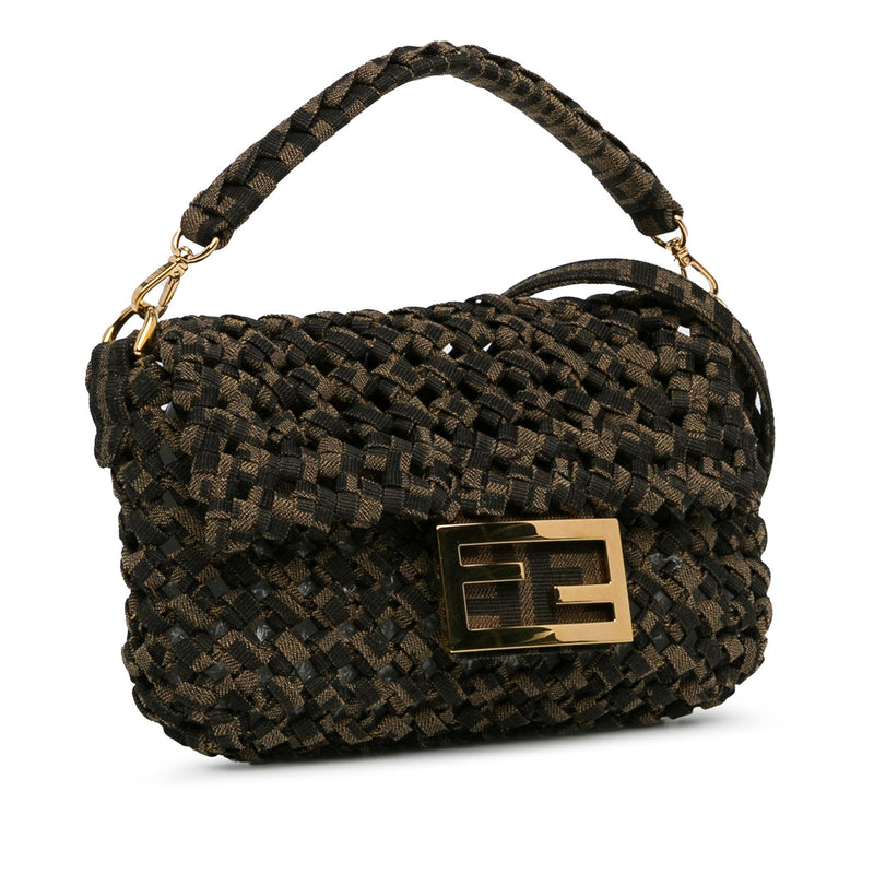 Fendi Mini Interlaced Canvas Zucca Baguette Satchel (SHG-xF9TgC)