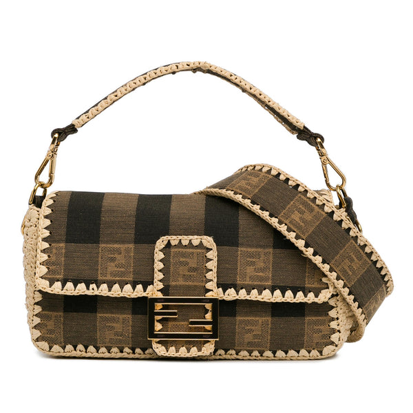 Fendi Pequin Canvas and Raffia Mamma Baguette (SHG-MJAC72)