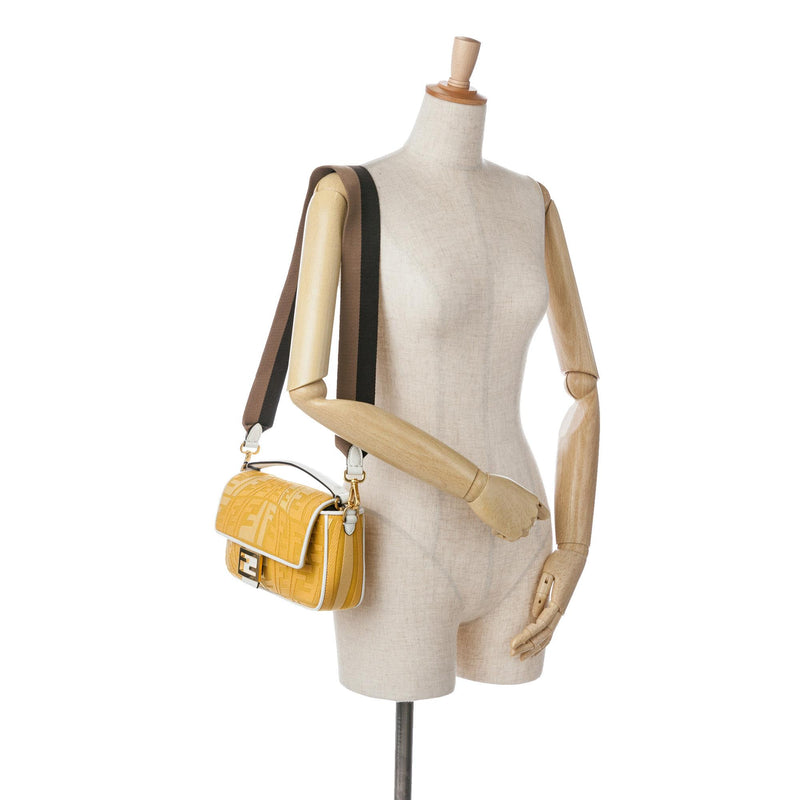 Fendi Sarah Coleman FF Canvas Fisheye  Baguette Satchel (SHG-aug0AB)